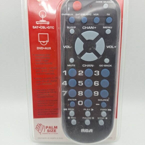 RCA Small Universal Remote Palm Size 4 Device DVD VCR TV RCR804BFDR Aux Sat - Picture 2 of 7